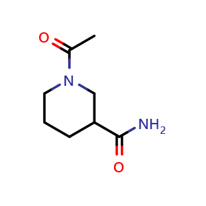 Chemical structure of 1-Acetylpiperidine-3-carboxamide , CAS 15827-99-3, AChemBlock U104501