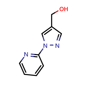Chemical structure of (1-(Pyridin-2-yl)-1H-pyrazol-4-yl)methanol , CAS 1199773-61-9, AChemBlock U104510