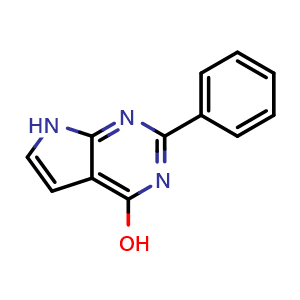 Chemical structure of 2-Phenyl-7H-pyrrolo[2,3-d]pyrimidin-4-ol , CAS 91493-94-6, AChemBlock U104512
