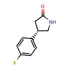 Chemical structure of (S)-4-(4-Fluorophenyl)pyrrolidin-2-one , CAS 2227107-77-7, AChemBlock U104523