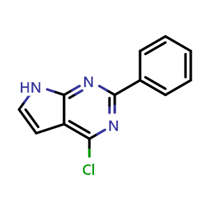 Chemical structure of 4-Chloro-2-phenyl-7h-pyrrolo[2,3-d]pyrimidine , CAS 91331-36-1, AChemBlock U104535