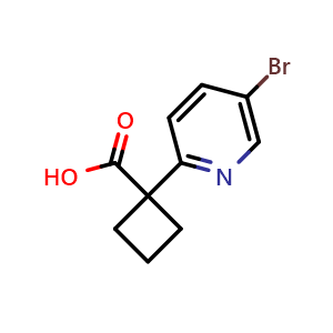 Chemical structure of 1-(5-Bromopyridin-2-yl)cyclobutanecarboxylic acid , CAS 1382486-27-2, AChemBlock U104549