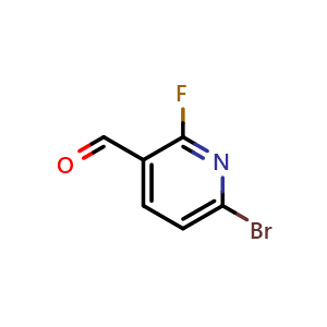 Chemical structure of 6-Bromo-2-fluoro-pyridine-3-carbaldehyde , CAS 1227588-87-5, AChemBlock U104557