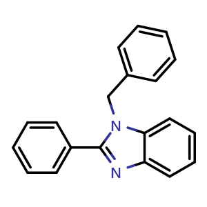 Chemical structure of 1-Benzyl-2-phenyl-1H-benzoimidazole , CAS 739-88-8, AChemBlock U104560