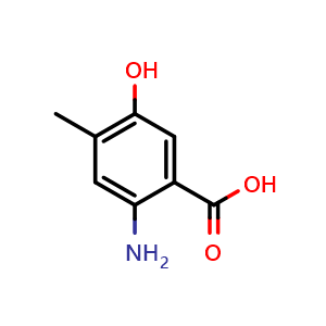 Chemical structure of 2-Amino-5-hydroxy-4-methylbenzoic acid , CAS 909391-41-9, AChemBlock U104568