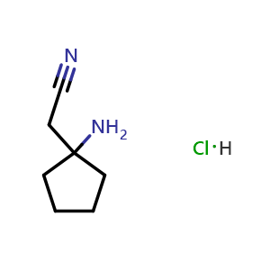 Chemical structure of 2-(1-Aminocyclopentyl)acetonitrile hydrochloride , CAS 1363405-41-7, AChemBlock U104569