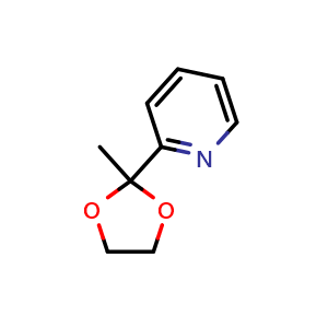 Chemical structure of 2-(2-Methyl-1,3-dioxolan-2-yl)pyridine , CAS 49669-15-0, AChemBlock U104595