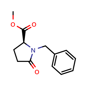 Chemical structure of (S)-Methyl 1-benzyl-5-oxopyrrolidine-2-carboxylate , CAS 57171-00-3, AChemBlock U104602
