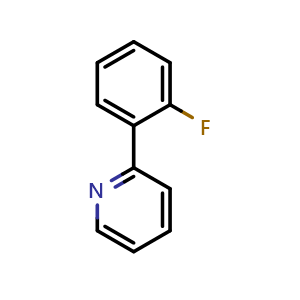 Chemical structure of 2-(2-Fluorophenyl)pyridine , CAS 89346-48-5, AChemBlock U104615