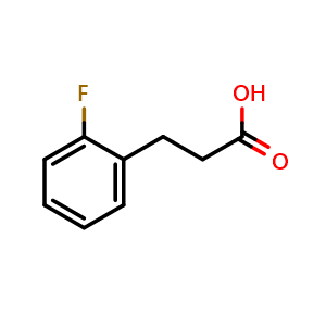 Chemical structure of 2-Fluoro-benzenepropanoic acid , CAS 1643-26-1, AChemBlock U104617
