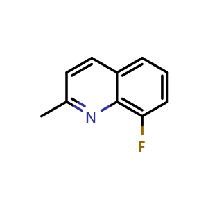 Chemical structure of 8-Fluoro-2-methylquinoline , CAS 46001-36-9, AChemBlock U104626