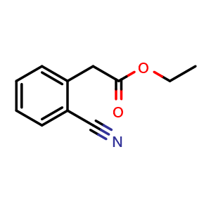 Chemical structure of Ethyl 2-(2-cyanophenyl)acetate , CAS 67237-76-7, AChemBlock U104639