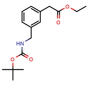 Chemical structure of Ethyl 2-(3-(N-Boc-aminomethyl)phenyl)acetate , CAS 113520-29-9, AChemBlock U104641