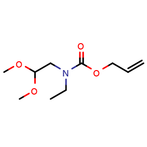 Chemical structure of Ethyl allyl 2,2-dimethoxyethylcarbamate , CAS 128740-02-3, AChemBlock U104648