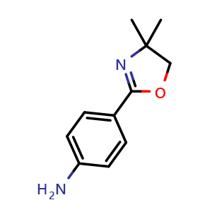 Chemical structure of 4-(4,5-Dihydro-4,4-dimethyloxazol-2-yl)benzenamine , CAS 69876-88-6, AChemBlock U104659