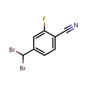 Chemical structure of 4-(Dibromomethyl)-2-fluorobenzonitrile , CAS 440105-58-8, AChemBlock U104666