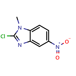 Chemical structure of 2-Chloro-1-methyl-5-nitro-1H-benzo[d]imidazole , CAS 15965-66-9, AChemBlock U104677