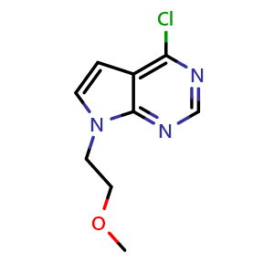 Chemical structure of 4-Chloro-7-(2-methoxyethyl)-7H-pyrrolo[2,3-d]pyrimidine , CAS 186519-95-9, AChemBlock U104678