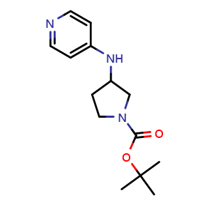 Chemical structure of tert-Butyl 3-(pyridin-4-ylamino)pyrrolidine-1-carboxylate , CAS 887578-87-2, AChemBlock U104688