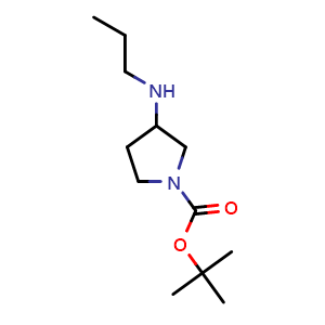 Chemical structure of tert-Butyl 3-(propylamino) pyrrolidine-1-carboxylate , CAS 887587-20-4, AChemBlock U104690