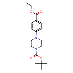 Chemical structure of tert-Butyl 4-(4-(ethoxycarbonyl)phenyl)piperazine-1-carboxylate , CAS 234082-33-8, AChemBlock U104707