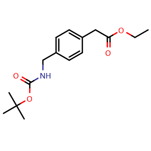 Chemical structure of tert-Butyl 4-((ethoxycarbonyl)methyl)benzylcarbamate , CAS 113520-37-9, AChemBlock U104709