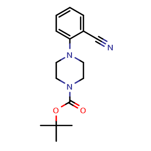 Chemical structure of tert-Butyl 4-(2-cyanophenyl)piperazine-1-carboxylate , CAS 179250-25-0, AChemBlock U104714