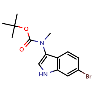 Chemical structure of tert-Butyl (6-bromo-1H-indol-3-yl)methylcarbamate , CAS 2007916-81-4, AChemBlock U104720
