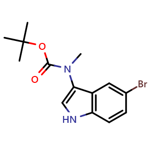 Chemical structure of tert-Butyl (5-bromo-1H-indol-3-yl)methylcarbamate , CAS 339282-64-3, AChemBlock U104721