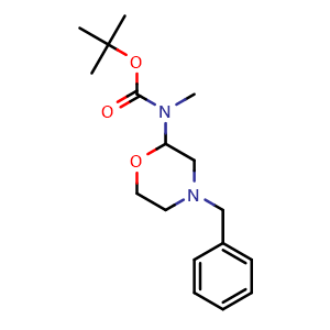Chemical structure of tert-Butyl (4-benzylmorpholin-2-yl)methylcarbamate , CAS 146944-34-5, AChemBlock U104723