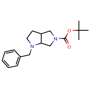 Chemical structure of tert-Butyl 1-benzyl-hexahydropyrrolo[3,4-b] pyrrole-5(1H)-carboxylate , CAS 132414-80-3, AChemBlock U104727