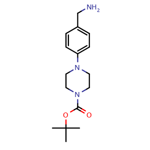 Chemical structure of tert-Butyl 4-(4-(aminomethyl)phenyl) piperazine-1-carboxylate , CAS 852180-47-3, AChemBlock U104731