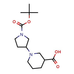 Chemical structure of 1-(1-(tert-Butoxycarbonyl)pyrrolidin-3-yl)piperidine-3-carboxylic acid , CAS 903094-72-4, AChemBlock U104743
