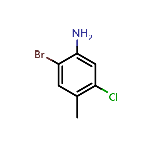 Chemical structure of 2-Bromo-5-chloro-4-methylbenzenamine , CAS 102170-52-5, AChemBlock U104756