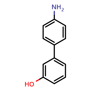 Chemical structure of 4'-Aminobiphenyl-3-ol , CAS 779341-20-7, AChemBlock U104783