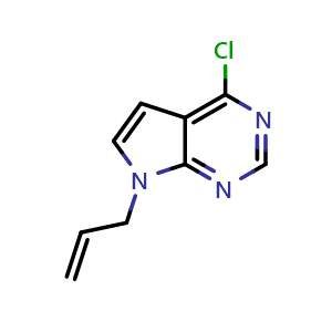 Chemical structure of 7-Allyl-4-chloro-7H-pyrrolo[2,3-d]pyrimidine , CAS 186519-91-5, AChemBlock U104785