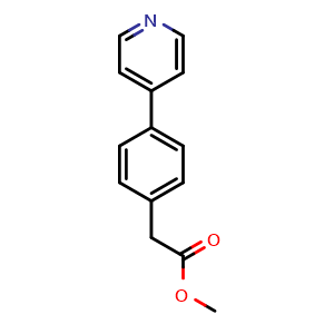 Chemical structure of Methyl 2-(4-(pyridin-4-yl)phenyl) acetate , CAS 1951439-47-6, AChemBlock U104791