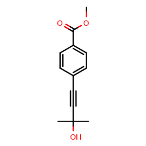 Chemical structure of Methyl 4-(3-hydroxy-3-methylbut-1-ynyl)benzoate , CAS 33577-98-9, AChemBlock U104794