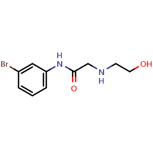 Chemical structure of 2-(2-Hydroxyethylamino)-N-(3-bromophenyl)acetamide , CAS 215649-75-5, AChemBlock U104807