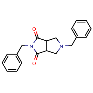 Chemical structure of 2,5-Dibenzyl-tetrahydropyrrolo[3,4-c]pyrrole-1,3(2H,3aH)-dione , CAS 165893-99-2, AChemBlock U104825