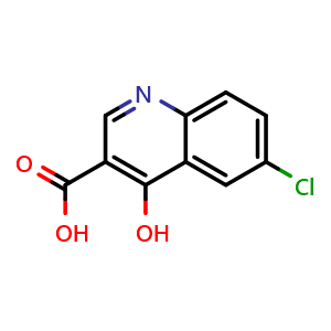 Chemical structure of 6-Chloro-4-hydroxyquinoline-3-carboxylic acid , CAS 35973-14-9, AChemBlock U104832