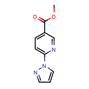 Chemical structure of Methyl 6-(1H-pyrazol-1-yl)pyridine-3-carboxylate , CAS 321533-62-4, AChemBlock U104868