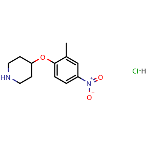 Chemical structure of 4-(2'-Methyl-4'-nitrophenoxy) piperidine hydrochloride , CAS 138227-67-5, AChemBlock U104870
