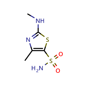 Chemical structure of 2-Methylamino-4-methylthiazole-5-sulfonamide , CAS 348086-68-0, AChemBlock U104884