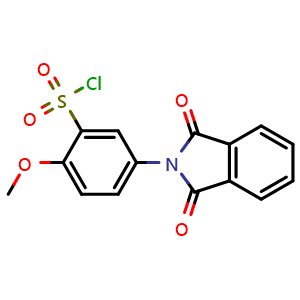 Chemical structure of 2-Methoxy-5-(1,3-dioxoisoindolin-2-yl)benzene-1-sulfonyl chloride , CAS 885279-82-3, AChemBlock U104890