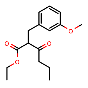 Chemical structure of Ethyl 2-(3-methoxybenzyl)-3-oxohexanoate , CAS 885279-96-9, AChemBlock U104898
