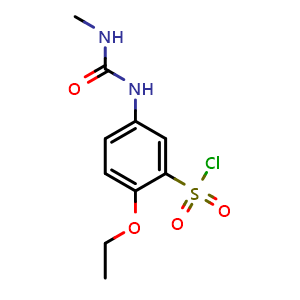 Chemical structure of 2-Ethoxy-5-(3-methylureido) benzene-1-sulfonyl chloride , CAS 680618-13-7, AChemBlock U104910