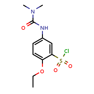 Chemical structure of 2-Ethoxy-5-(3,3-dimethylureido) benzene-1-sulfonyl chloride , CAS 680618-14-8, AChemBlock U104911