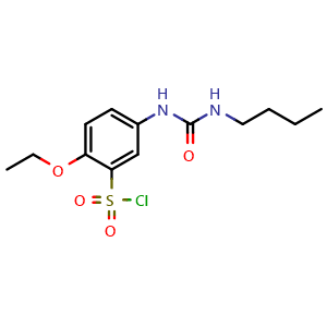 Chemical structure of 5-(3-Butylureido)-2-ethoxybenzene-1-sulfonyl chloride , CAS 680618-18-2, AChemBlock U104938