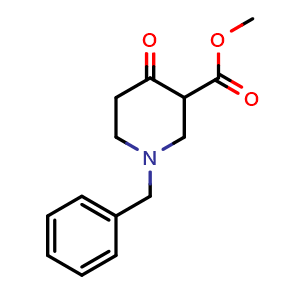 Chemical structure of 1-Benzyl-4-oxo-piperidine-3-carboxylic acid methyl ester , CAS 57611-47-9, AChemBlock U104978